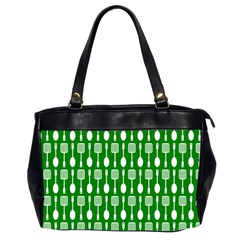 Green And White Kitchen Utensils Pattern Office Handbags (2 Sides)  by GardenOfOphir