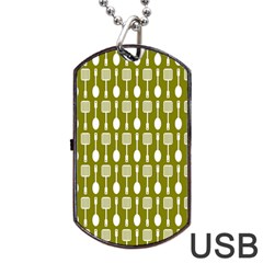 Olive Green Spatula Spoon Pattern Dog Tag Usb Flash (two Sides)  by GardenOfOphir