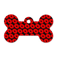 Charcoal And Red Peony Flower Pattern Dog Tag Bone (one Side) by GardenOfOphir
