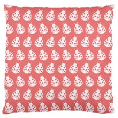 Coral And White Lady Bug Pattern Large Flano Cushion Cases (two Sides)  by GardenOfOphir