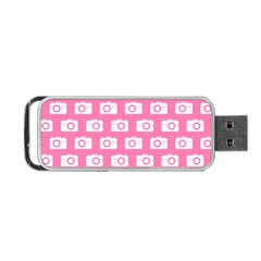 Pink Modern Chic Vector Camera Illustration Pattern Portable Usb Flash (one Side) by GardenOfOphir