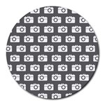 Modern Chic Vector Camera Illustration Pattern Round Mousepads