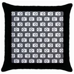 Modern Chic Vector Camera Illustration Pattern Throw Pillow Cases (Black)