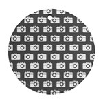 Modern Chic Vector Camera Illustration Pattern Round Ornament (Two Sides) 