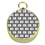 Modern Chic Vector Camera Illustration Pattern Gold Compasses