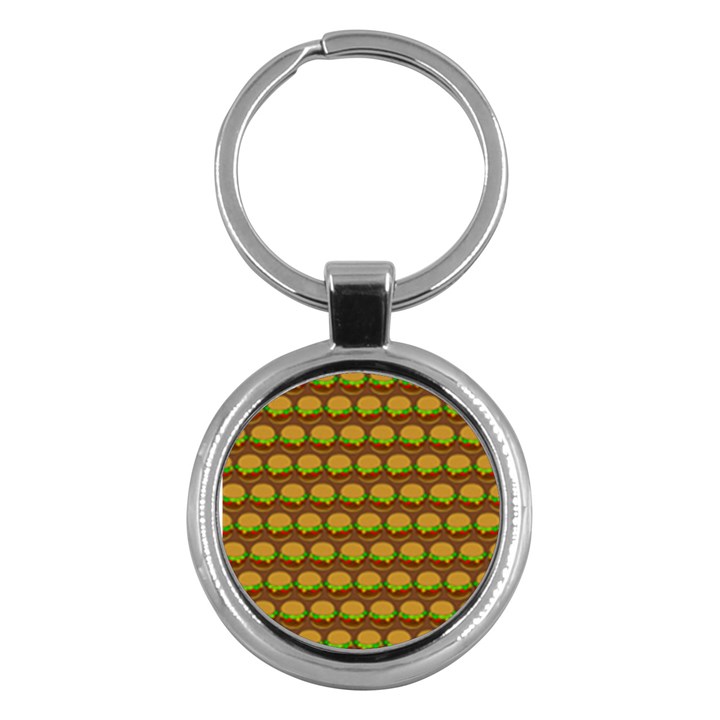 Burger Snadwich Food Tile Pattern Key Chains (Round) 