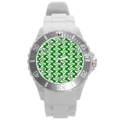 Candy Illustration Pattern Round Plastic Sport Watch (l) by GardenOfOphir