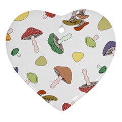 Mushrooms Pattern 02 Heart Ornament (2 Sides) by Famous