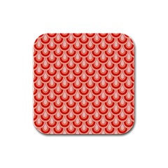 Awesome Retro Pattern Red Rubber Square Coaster (4 Pack)  by ImpressiveMoments