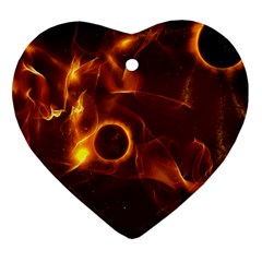 Fire And Flames In The Universe Ornament (heart)  by FantasyWorld7