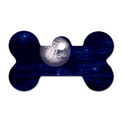 Moon And Stars Dog Tag Bone (two Sides) by digitaldivadesigns