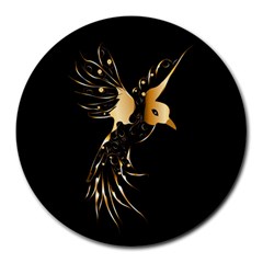 Beautiful Bird In Gold And Black Round Mousepads