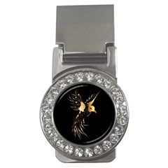 Beautiful Bird In Gold And Black Money Clips (cz) 