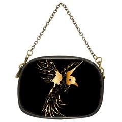 Beautiful Bird In Gold And Black Chain Purses (two Sides) 