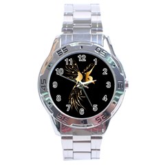 Beautiful Bird In Gold And Black Stainless Steel Men s Watch