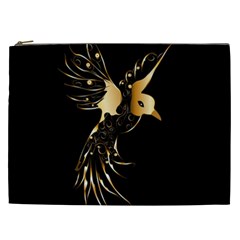 Beautiful Bird In Gold And Black Cosmetic Bag (xxl) 