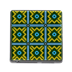 Rhombus In Squares Pattern Memory Card Reader (square) by LalyLauraFLM