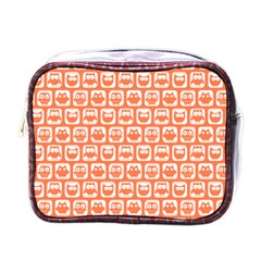Coral And White Owl Pattern Mini Toiletries Bags by GardenOfOphir