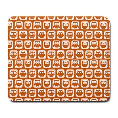 Orange And White Owl Pattern Large Mousepads by GardenOfOphir