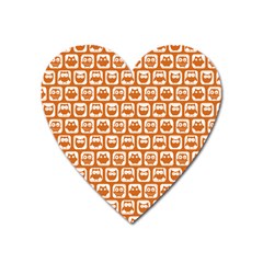 Orange And White Owl Pattern Heart Magnet by GardenOfOphir
