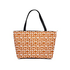 Orange And White Owl Pattern Shoulder Handbags by GardenOfOphir