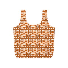 Orange And White Owl Pattern Full Print Recycle Bags (s)  by GardenOfOphir