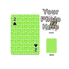 Lime Green And White Owl Pattern Playing Cards 54 (mini)  by GardenOfOphir