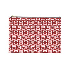 Red And White Owl Pattern Cosmetic Bag (large)  by GardenOfOphir