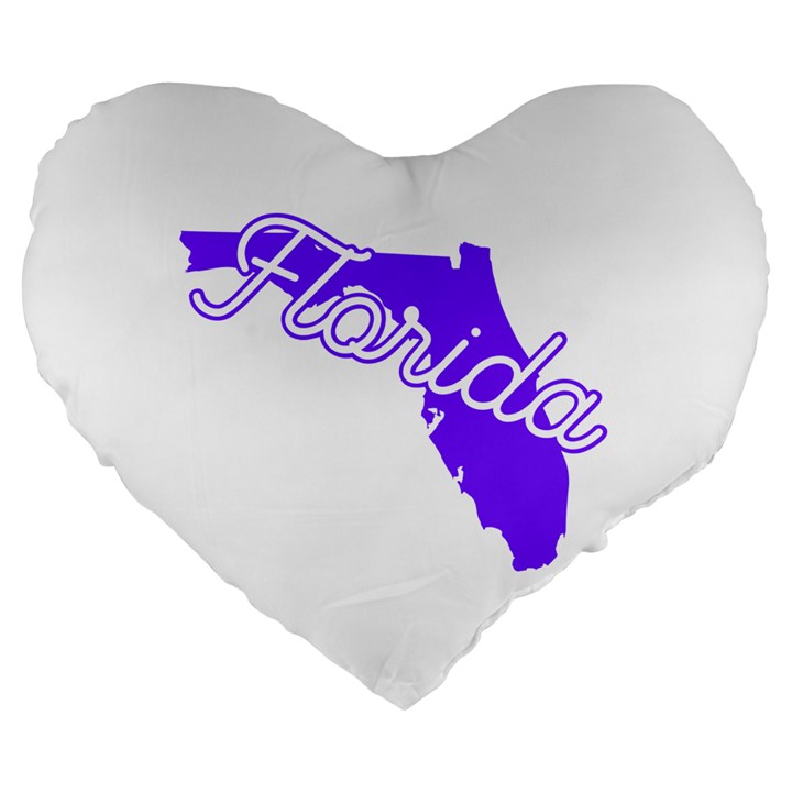 FLorida Home State Pride Large 19  Premium Flano Heart Shape Cushions