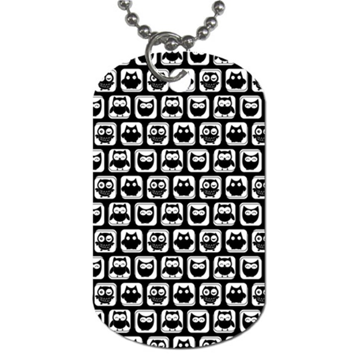 Black And White Owl Pattern Dog Tag (One Side)