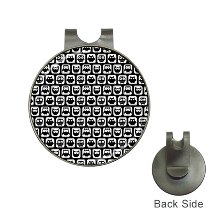 Black And White Owl Pattern Hat Clips with Golf Markers