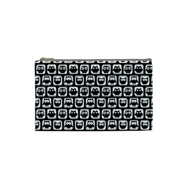Black And White Owl Pattern Cosmetic Bag (Small) 