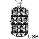 Black And White Owl Pattern Dog Tag USB Flash (Two Sides)  Back