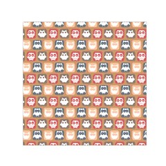 Colorful Whimsical Owl Pattern Small Satin Scarf (square) 