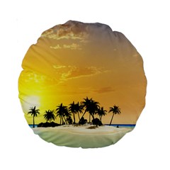 Beautiful Island In The Sunset Standard 15  Premium Round Cushions by FantasyWorld7