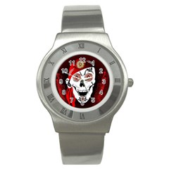 Funny Happy Skull Stainless Steel Watches by FantasyWorld7
