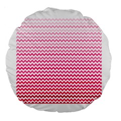 Pink Gradient Chevron Large 18  Premium Round Cushions by CraftyLittleNodes