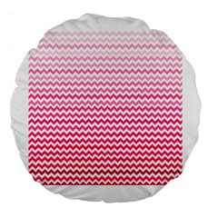 Pink Gradient Chevron Large 18  Premium Flano Round Cushions by CraftyLittleNodes