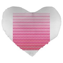 Pink Gradient Chevron Large 19  Premium Flano Heart Shape Cushions by CraftyLittleNodes