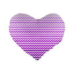 Purple Gradient Chevron Standard 16  Premium Flano Heart Shape Cushions by CraftyLittleNodes