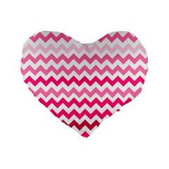 Pink Gradient Chevron Large Standard 16  Premium Heart Shape Cushions by CraftyLittleNodes