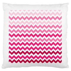 Pink Gradient Chevron Large Large Flano Cushion Cases (two Sides)  by CraftyLittleNodes