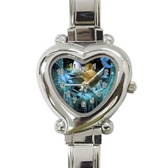 Funny Dolphin In The Universe Heart Italian Charm Watch