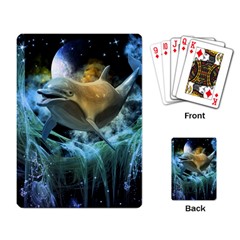 Funny Dolphin In The Universe Playing Card