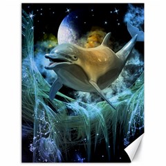 Funny Dolphin In The Universe Canvas 18  X 24  