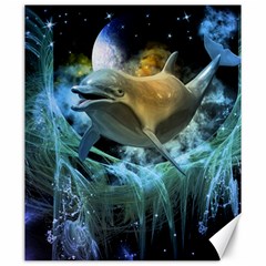 Funny Dolphin In The Universe Canvas 20  X 24  