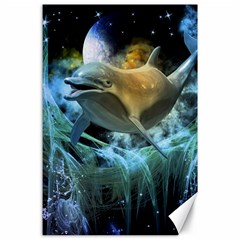 Funny Dolphin In The Universe Canvas 24  X 36 