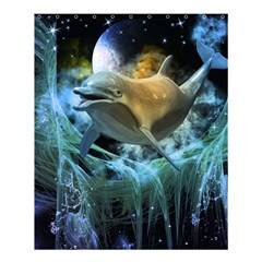 Funny Dolphin In The Universe Shower Curtain 60  X 72  (medium)  by FantasyWorld7