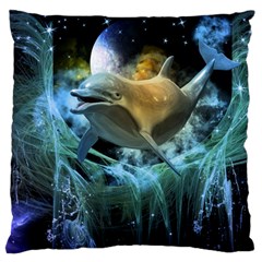 Funny Dolphin In The Universe Standard Flano Cushion Cases (two Sides) 