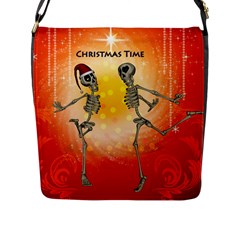 Dancing For Christmas, Funny Skeletons Flap Messenger Bag (l)  by FantasyWorld7